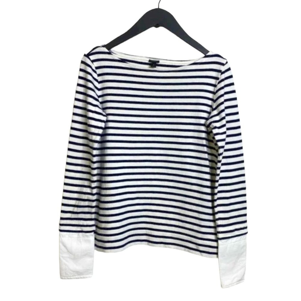 J. Crew Blue White Stripe Long Sleeve Top Size XS
